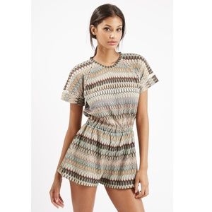 Topshop Crochet Chevron Cutout Back Romper